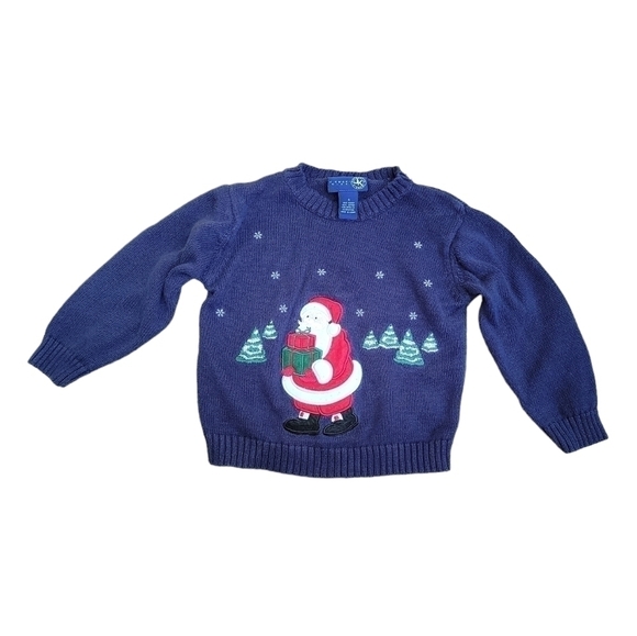5/$10 J. Khaki Kids  size 4 Santa Claus graphic sweater Christmas tree - Picture 1 of 5